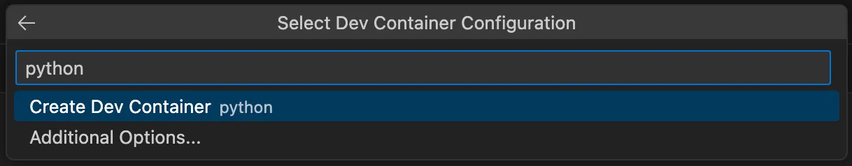 create dev container
