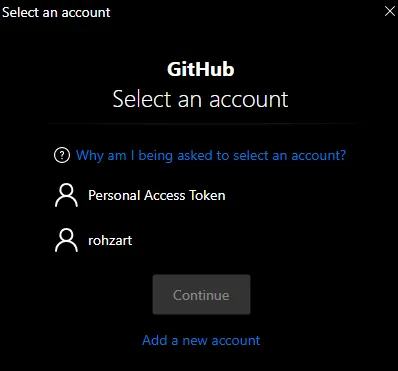 gcm select account pop up